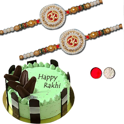 "Rakhi -  AD 4010 A (2 Rakhis), Vanilla cake - 500gms - Click here to View more details about this Product